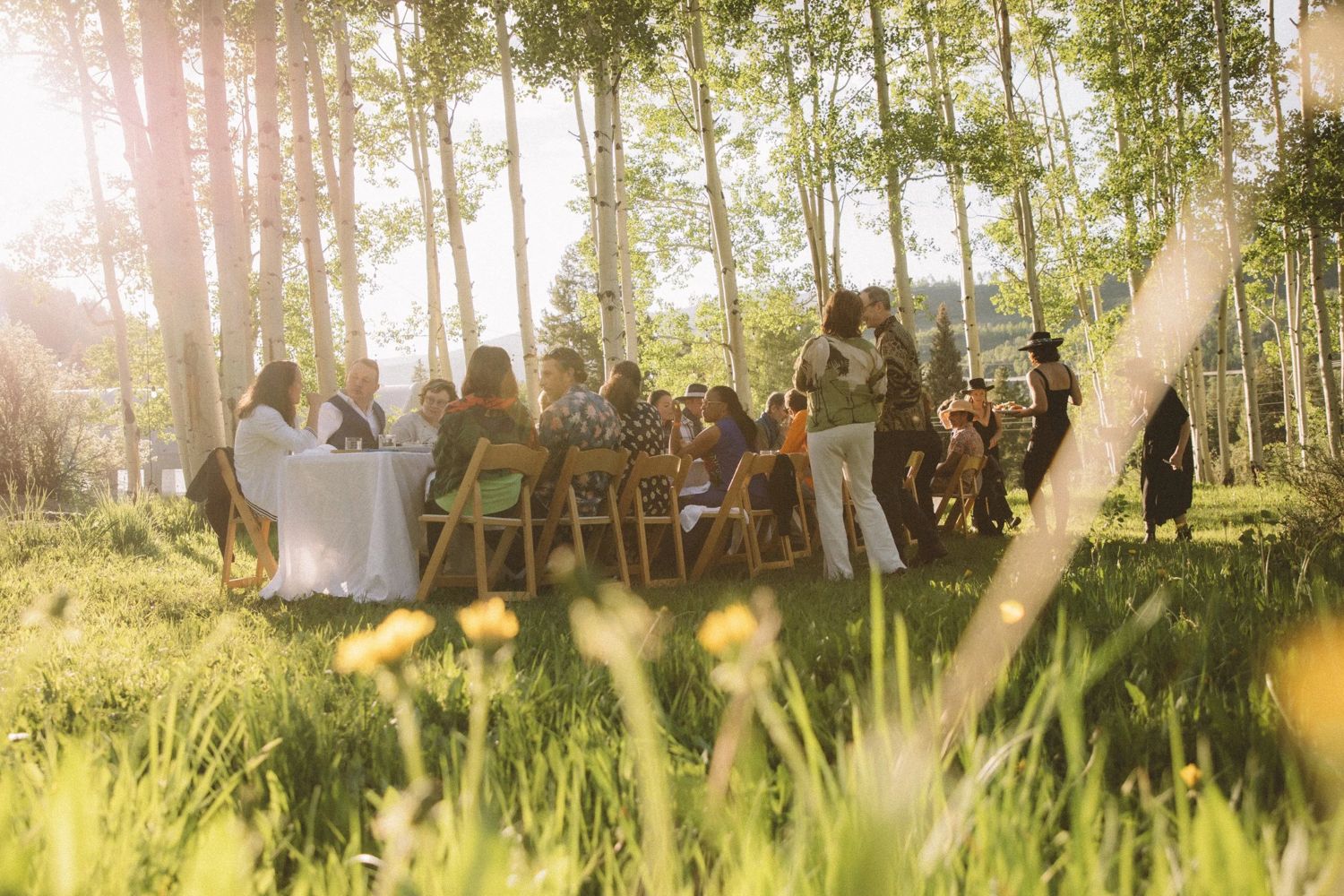 A golden-hour dinner in the aspen grove at Beyul