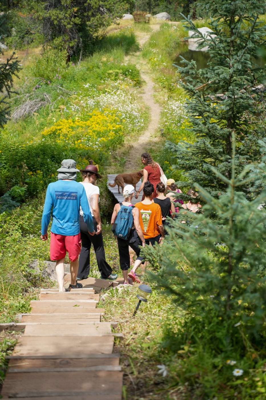 A group walking the trails at Beyul